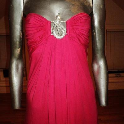 Vtg Strapless Fushia cleopatra serpent maxi gown