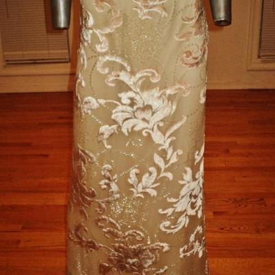 Vtg Escada Couture Germany burnout silk velvet maxi bias gown