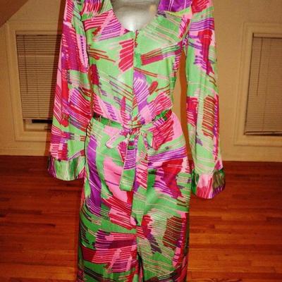 Vtg 1960's Roxanne coat dress perfect fit psychedelic print/zipper