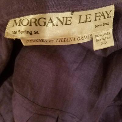 Vintage rare Morgane le Fay Couture Slate linen dress with belt 