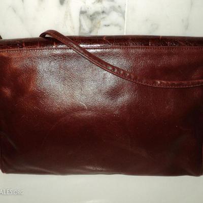 Vtg Susan Gail Patched Embossed leather hand/shoulder bag merlot color Spain