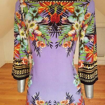  Lilac floral printed wiggle dress boat neck similar to "Maurice" 60's dress
