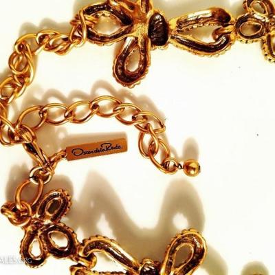 Oscar de la Renta Iconic 1973 signed Modernist heavy link necklace Gold Plated