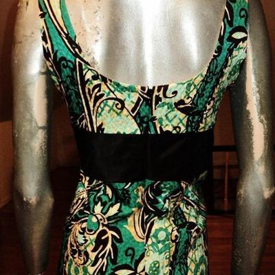 Kay Unger New York silk brocade wiggle dress kitten bow 