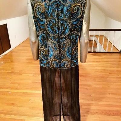 Vtg layering flapper dress 1960's heavy embellished sequins beads embroidery