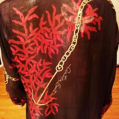 NWT Antica Sartoria Positano Italy signed beaded hand  painted tunic dress 