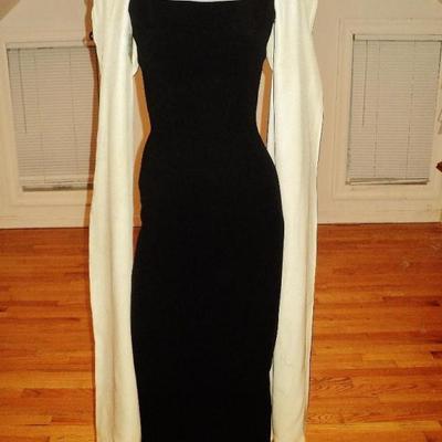 Vtg 1950's silk crepe Opera coat and maxi dress Ensemble color block metal zip