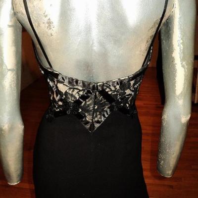 Vtg Lanvin Boutique maxi cocktail gown guipure lace ribbons Italy