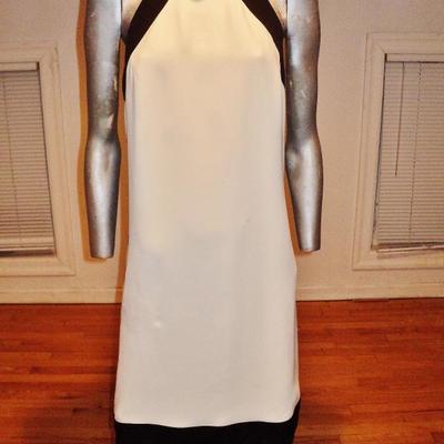 Vtg color block white/black trim wiggle crepe Lord & Taylor dress