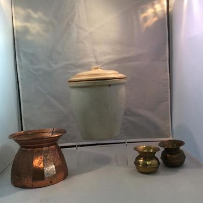 LOT 7A. Crock, Copper & Brass OH MY!