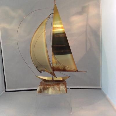 1980's Brass Sale Boat on Granite