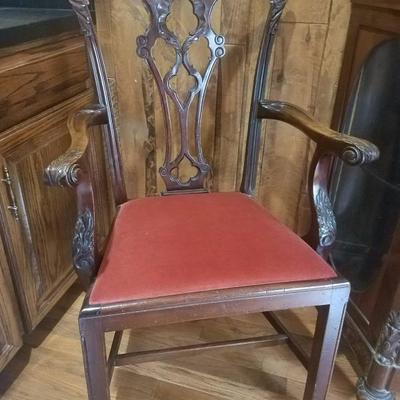 Lot-8 English Style Office Armchair in Carved Oak