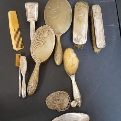 Lot-137 Antique Silver Vanity Brush Set 11pc