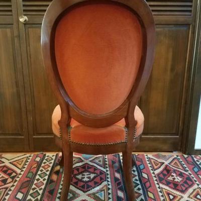 Lot-4 Single Mahogany Chair W/ Red Fabric #1