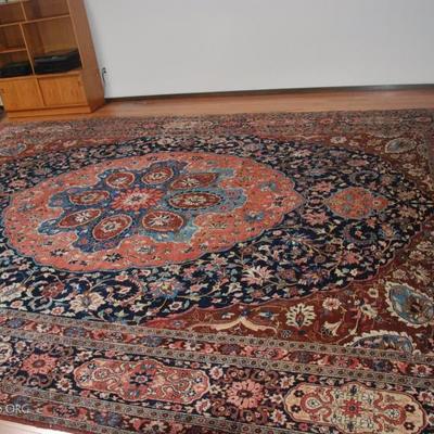 Lot-142 Large Khorassan Area Rug W/ Pink Medallion on Marine Background