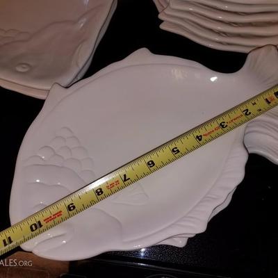 Lot-126 12 Pc Fish Plates Lot Seving Platters