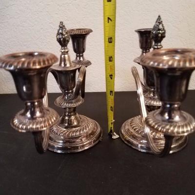 Lot-39 Twisted 2 Candle Candelabra Silver Plate Pair of 2