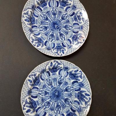 Lot-116 Set of 2 Blue Asian Plates #2 (Excellent Cond.)