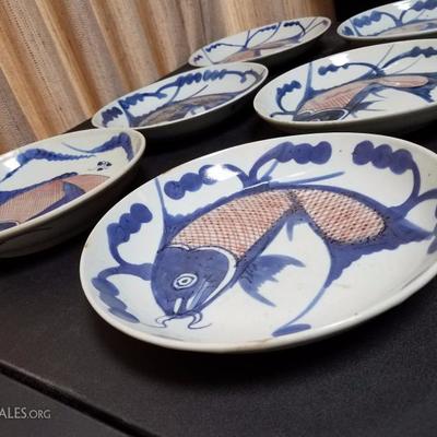 Lot-117 Set of 6- 9 1/2"Tao-Kwang Plates  (Red pattern)