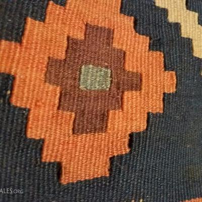 Lot-146 Antique Iranian Flat Knot Rug Kurdish Kilim Pattern 12x5