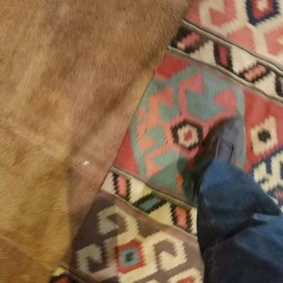 Lot-146 Antique Iranian Flat Knot Rug Kurdish Kilim Pattern 12x5