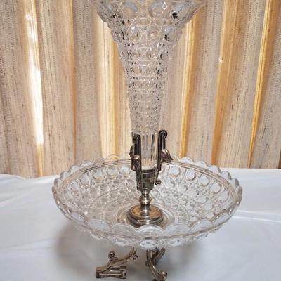 Lot-94 Vintage Footed Crystal Baccarat Bowl 2 Tier