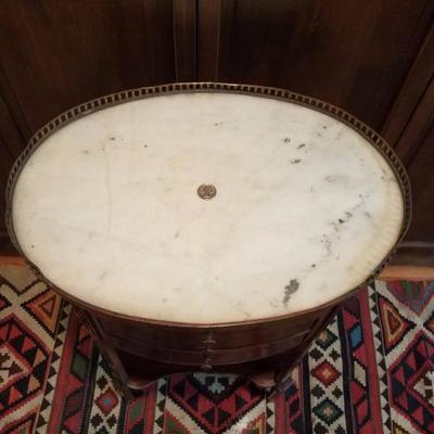 Lot-19 Small 3 Drawer End Table W/ Marble Top