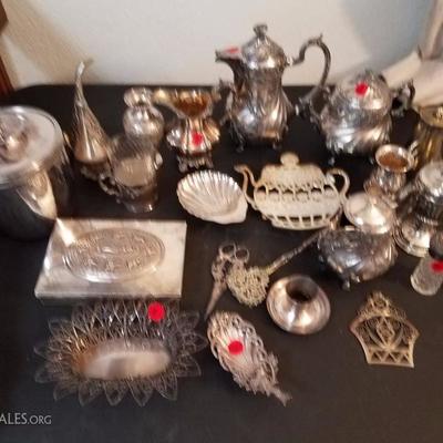 Lot-154 25 Pc Mixed Silver Plate Lot Various Pieces 