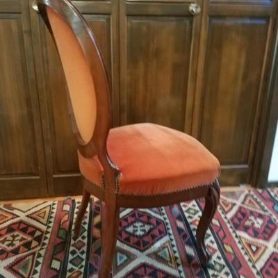 Lot-5 Single Mahogany Chair W/ Red Fabric #2