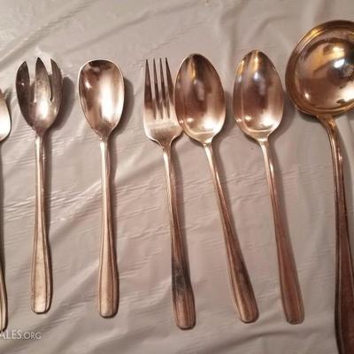 Lot-140 7 Pc Silver Serving Flateware 