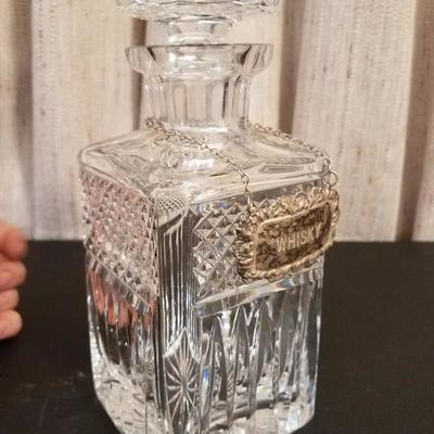 Lot-90 Pair of Square Crystal Glass  Whisky Decanters