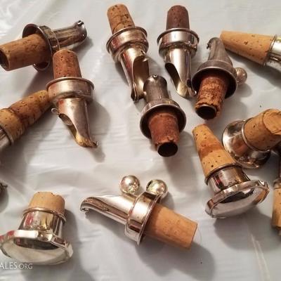 Lot-163 Alcohol Spout Lot 800 Stamped Silver W/ Corks