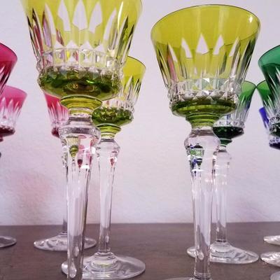 Lot-99 Fine Baccarat Crystal Liquor Goblets Set of 3 in Yellow