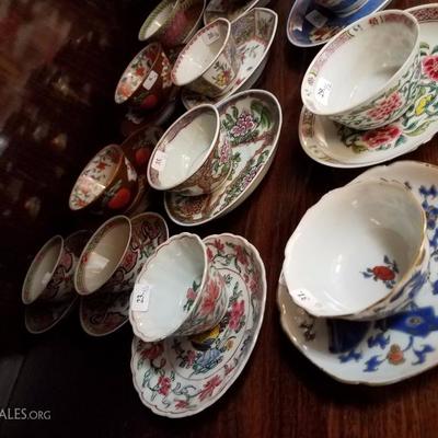 Lot-114 Set of 19 Mini Decorative Asian Tea Cup/Saucer  