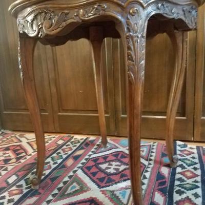Lot-16 Small Carved Round Table Solid Wood