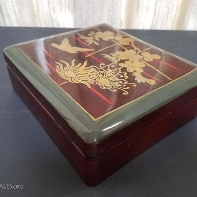 Lot-132 Set of 2 Asian Bird Print Boxes