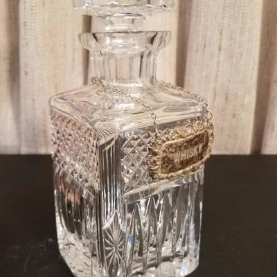 Lot-90 Pair of Square Crystal Glass  Whisky Decanters