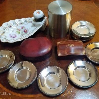 Lot-136 Misc Lot Boxes/Silver/Porcelain Ink set