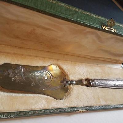Lot-51 Finely Engraved Single Antique Pie/Cake Server in Case