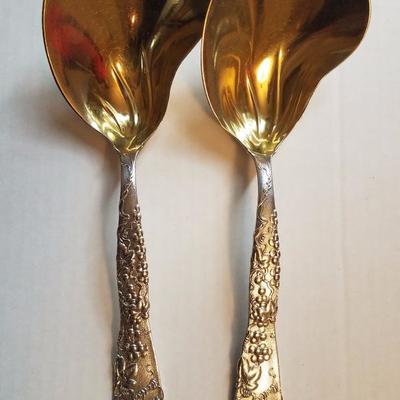 Tiffany & Co Serving Spoons Sterling Grapes Pair 