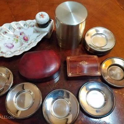 Lot-136 Misc Lot Boxes/Silver/Porcelain Ink set