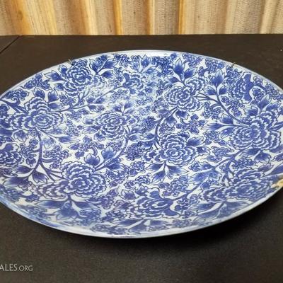 Lot-122 Large Asian Blue Plate #2 Flower Pattern 13