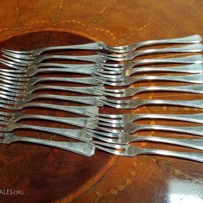 Lot-159 Set of 22 Silver Snail Forks