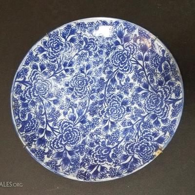 Lot-122 Large Asian Blue Plate #2 Flower Pattern 13