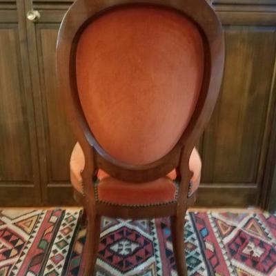 Lot-5 Single Mahogany Chair W/ Red Fabric #2