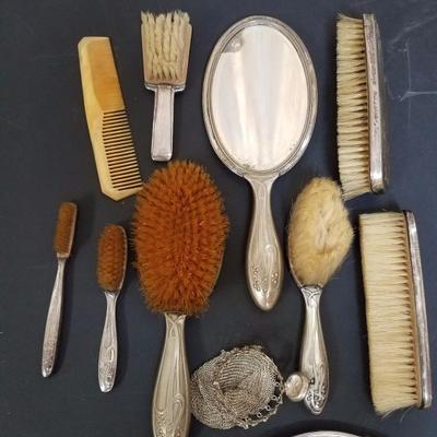 Lot-137 Antique Silver Vanity Brush Set 11pc