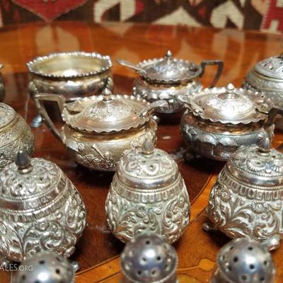 Lot-79 48 Pc Mixed Silver Plate Lot Salt Cellars & Shakers