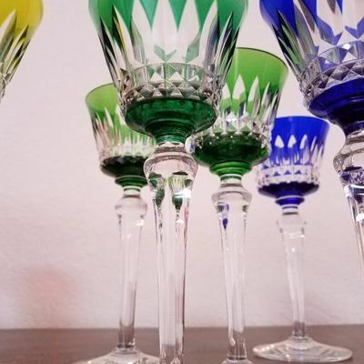 Lot-100 Fine Baccarat Crystal Liquor Goblets Set of 3 in Green