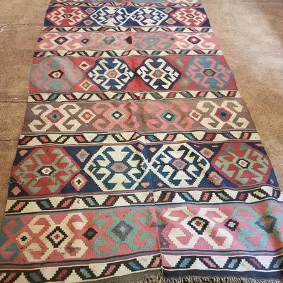 Lot-146 Antique Iranian Flat Knot Rug Kurdish Kilim Pattern 12x5
