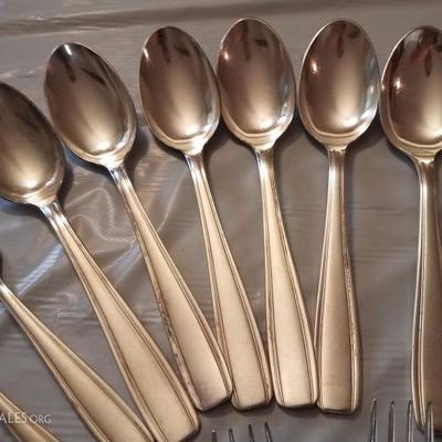 Lot-63 42 Pc Loose Ercuis Silverware Stamped Knives & Spoons